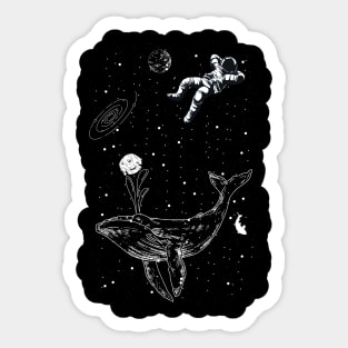 Astronaut and Whale Swimming in Space Sticker